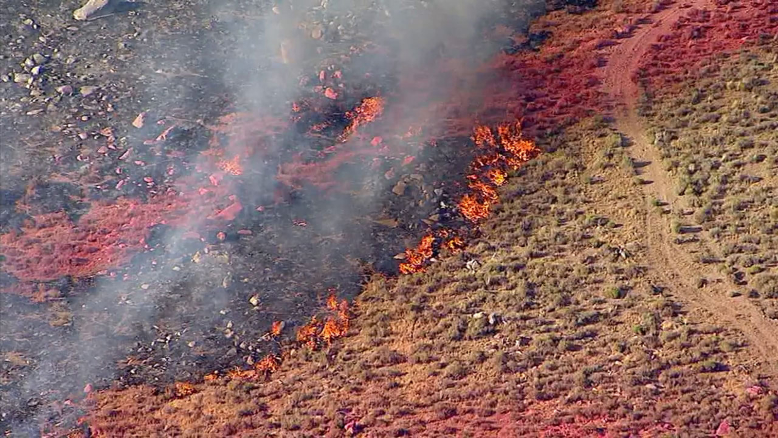 Lucerne Valley brush fire burns 100 acres ABC7 Los Angeles