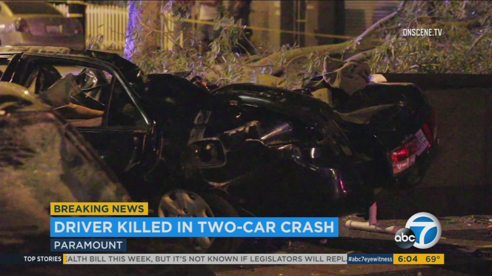 Man killed after car lands on top of another in Paramount crash - ABC7 ...