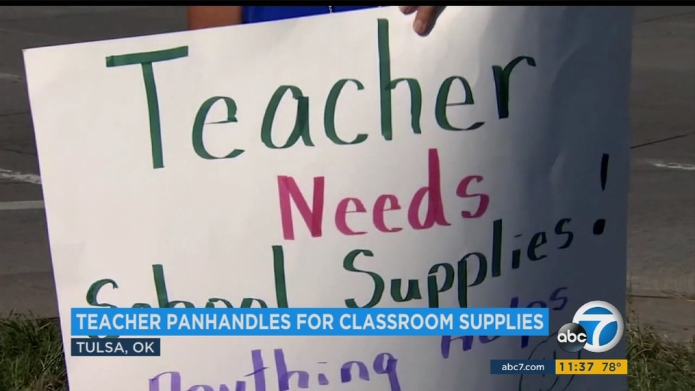 Teacher panhandles to pay for school supplies 