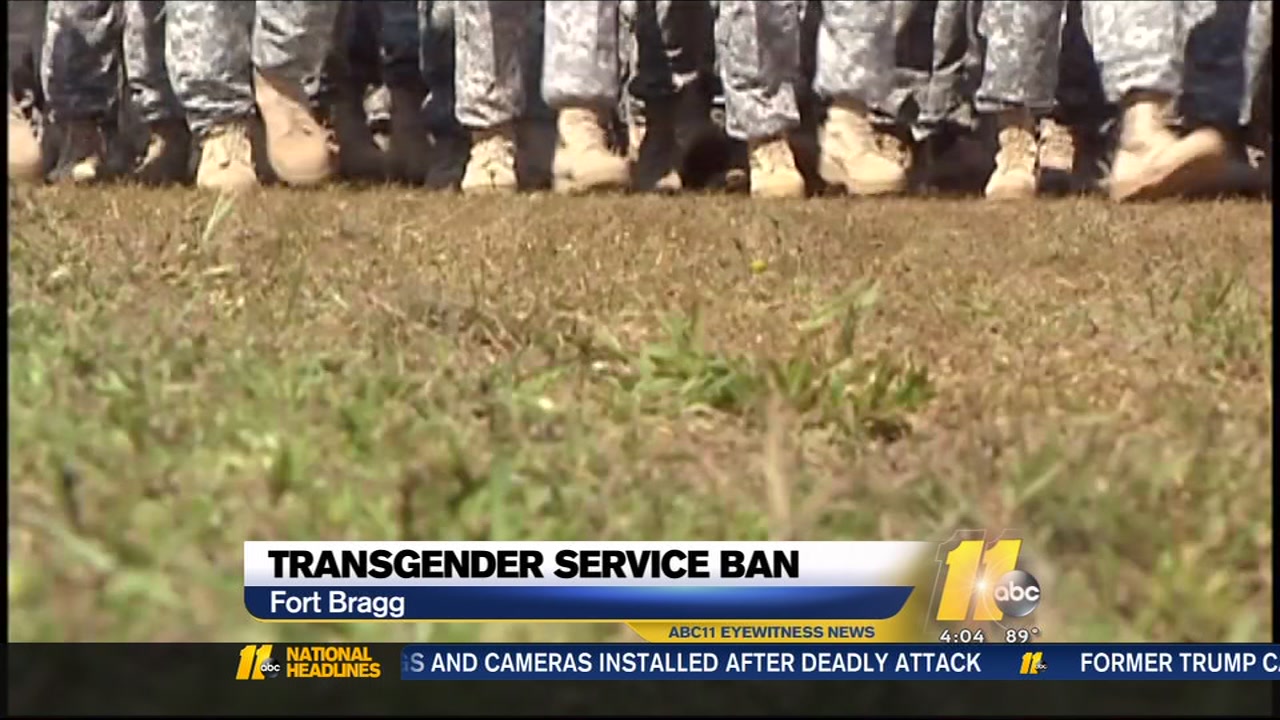Reaction at Fort Bragg to transgender service ban.