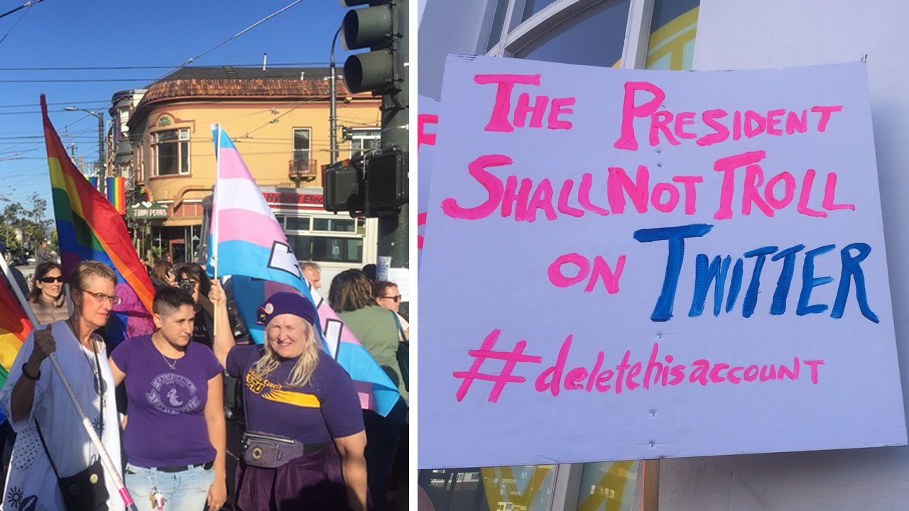 'Stand up, fight back,' Protesters take streets of Castro District to voice opposition of Trump transgender military ban