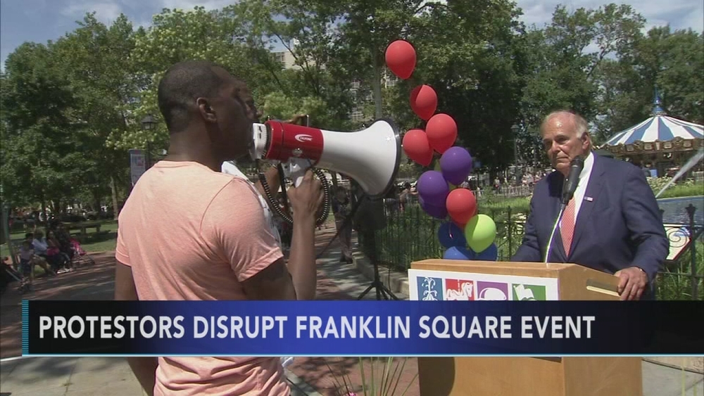 VIDEO: Protesters disrupt Franklin Square event
