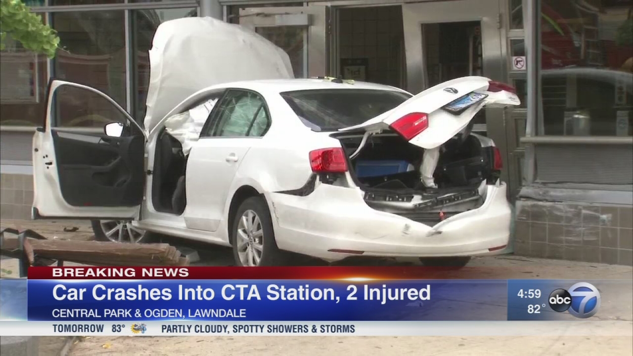 Car crashes into CTA Pink Line station in North Lawndale