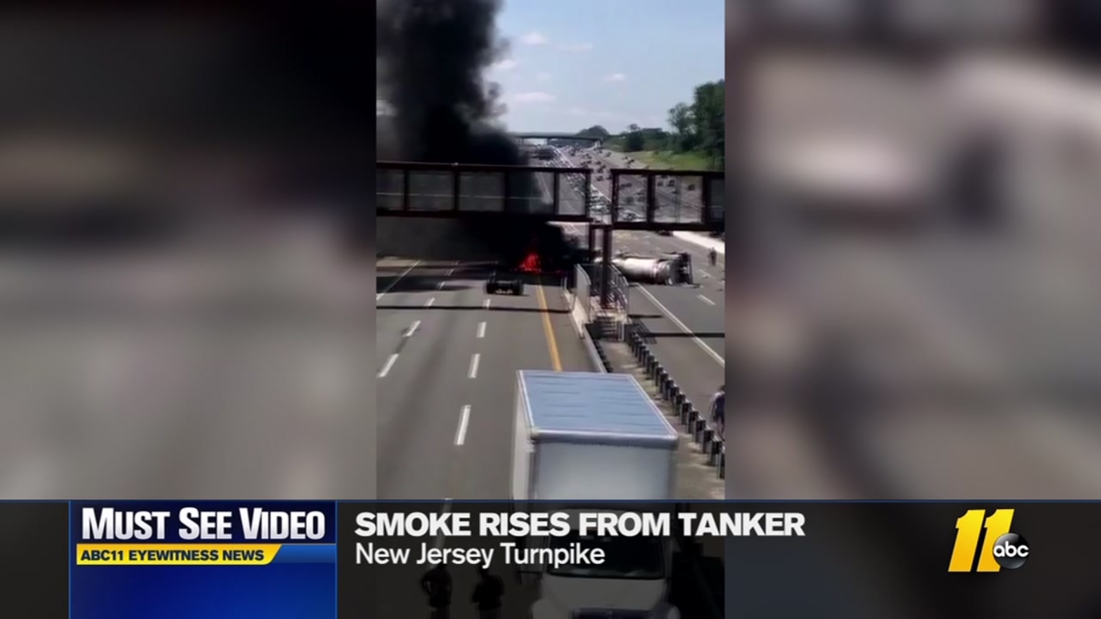 Overturned oil tanker catches fire on New Jersey Turnpike ABC11