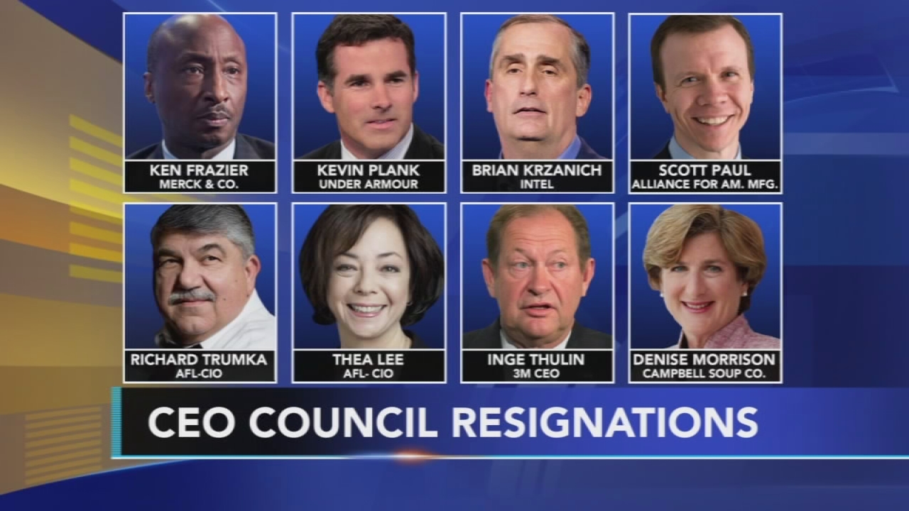 Corporate chiefs flee Trump; he disbands WH advisory panels