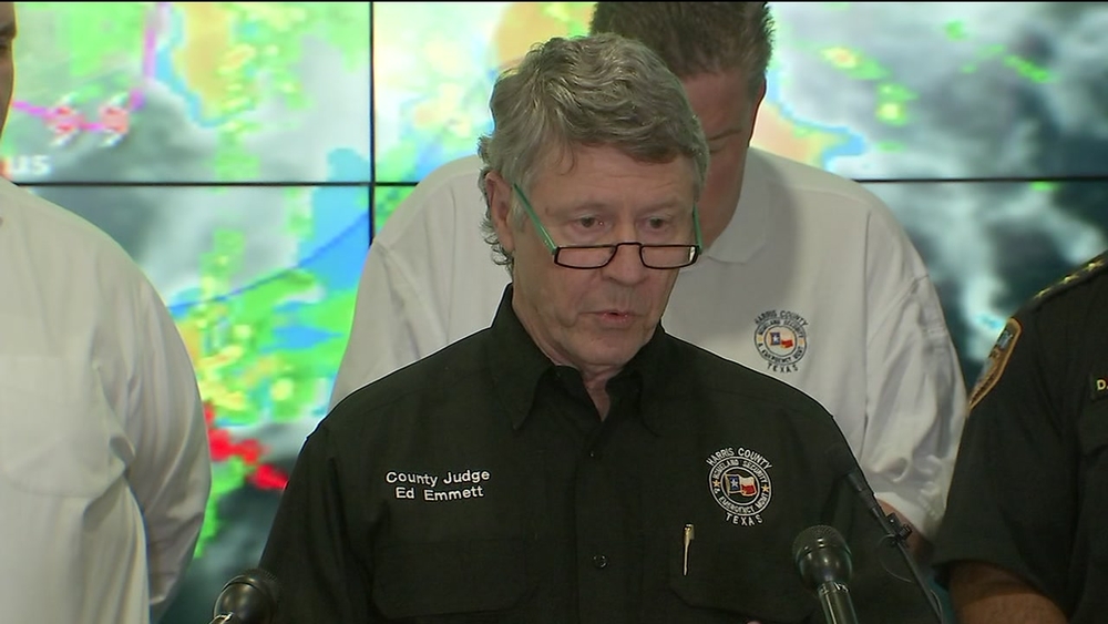 The Harris County Judge gives briefing on flooding situation in the Houston area