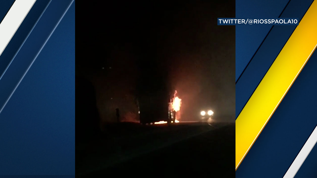 Volleyball team's bus erupts in flames in Acton