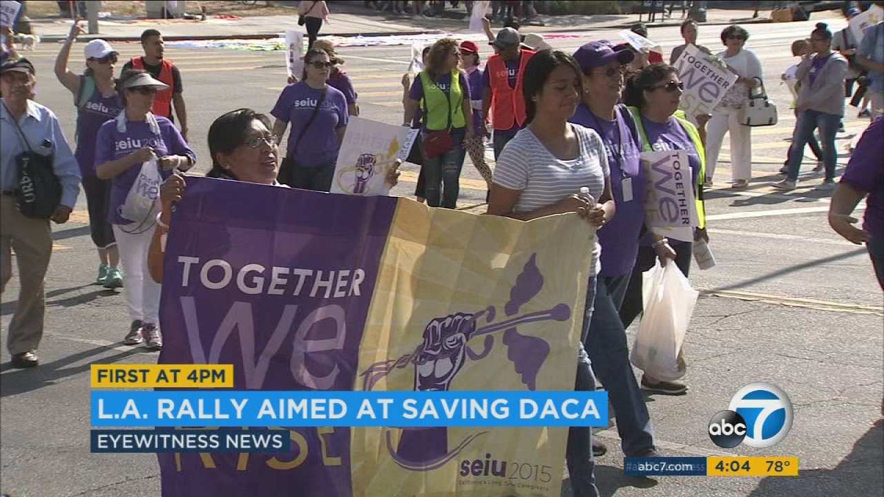 DACA supporters hold rally in downtown Los Angeles