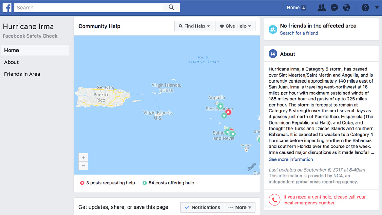 Facebook activates safety check feature for Hurricane Irma ABC7 Los