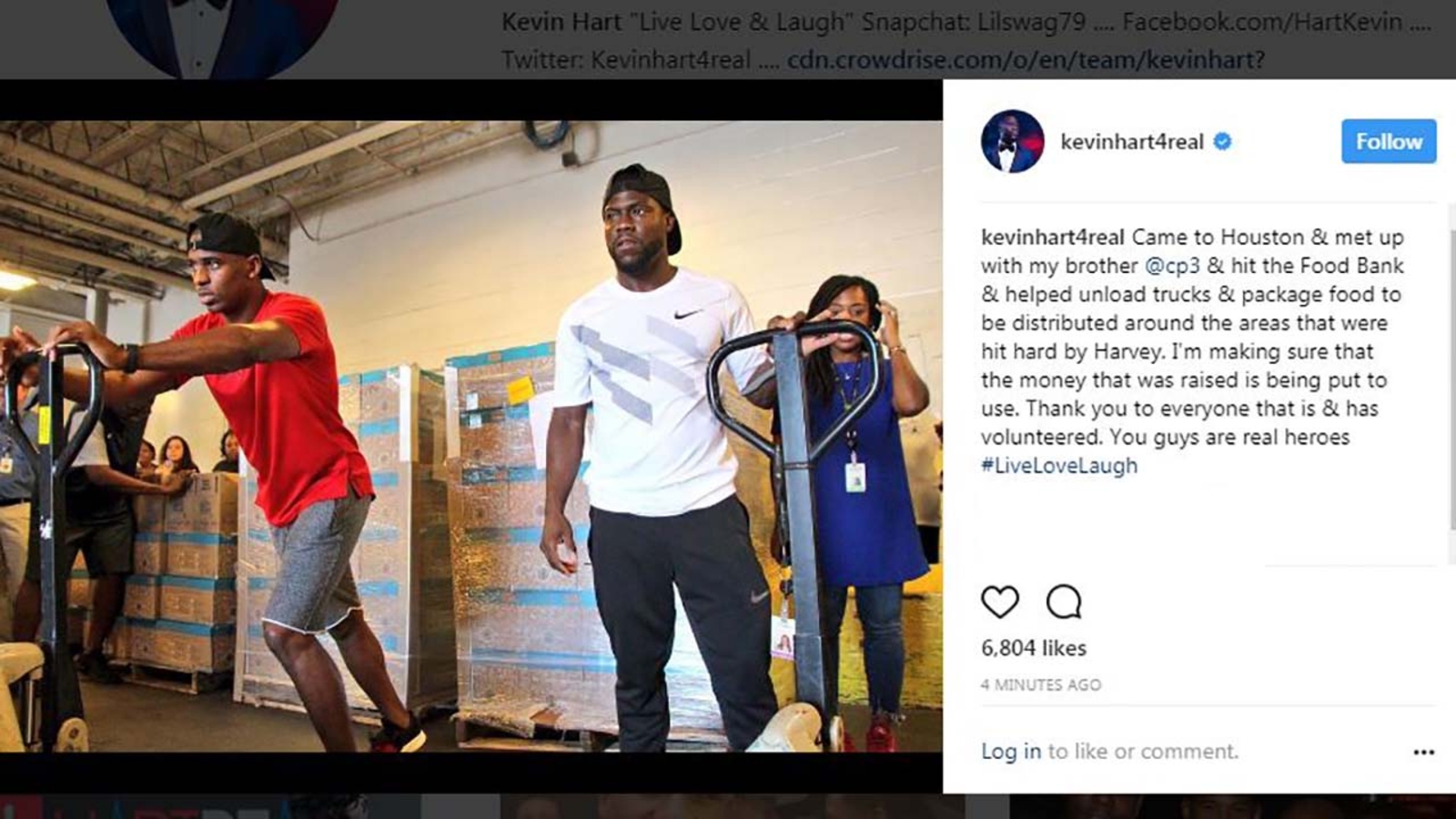 Kevin Hart joins Chris Paul in volunteering across Houston - ABC13 Houston