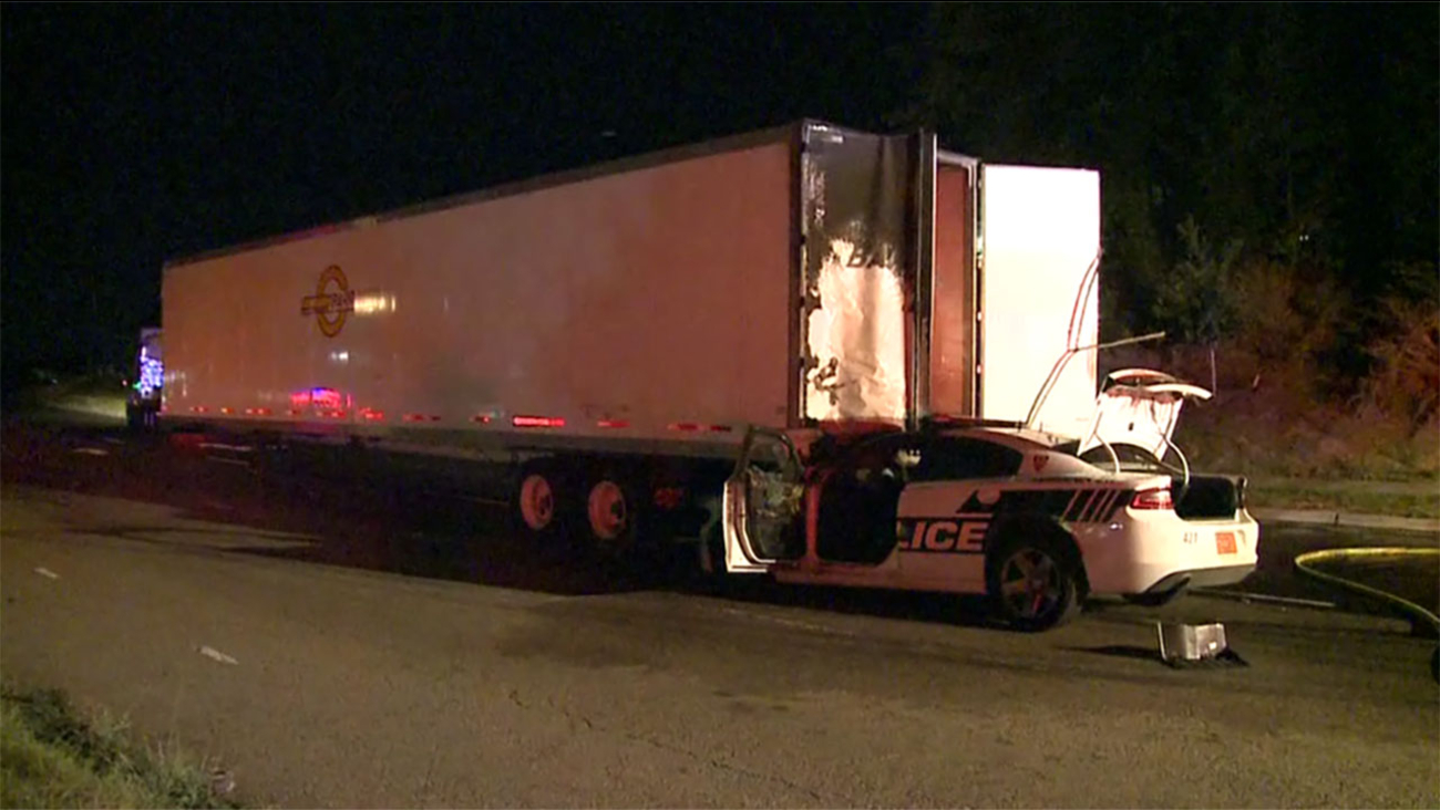 Durham police car crashes into big rig, catches fire ABC11 RaleighDurham