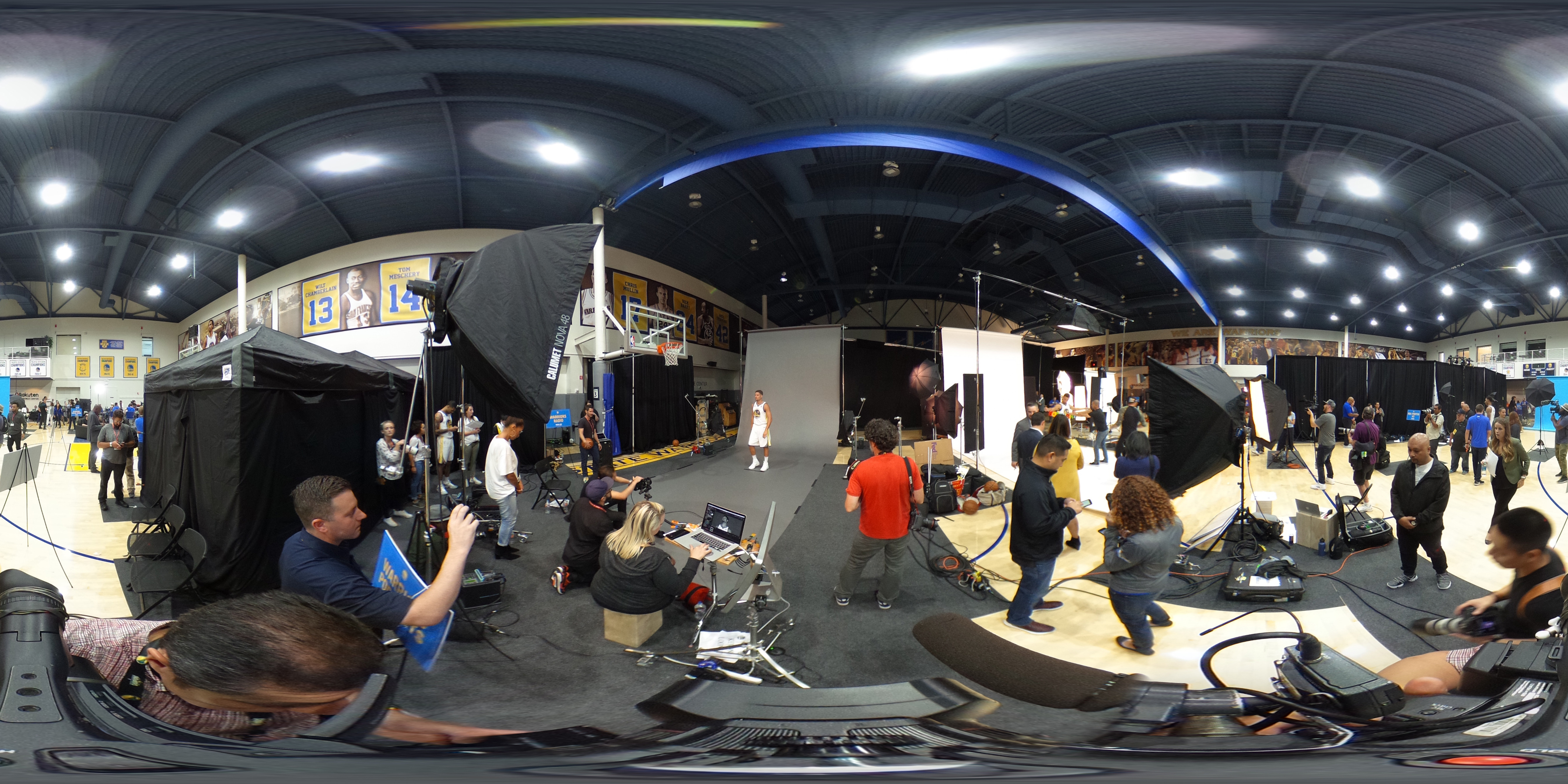 Here's a 360 view of Warriors Media Day on Friday, Sept. 22, 2017 in Oakland, Calif.
