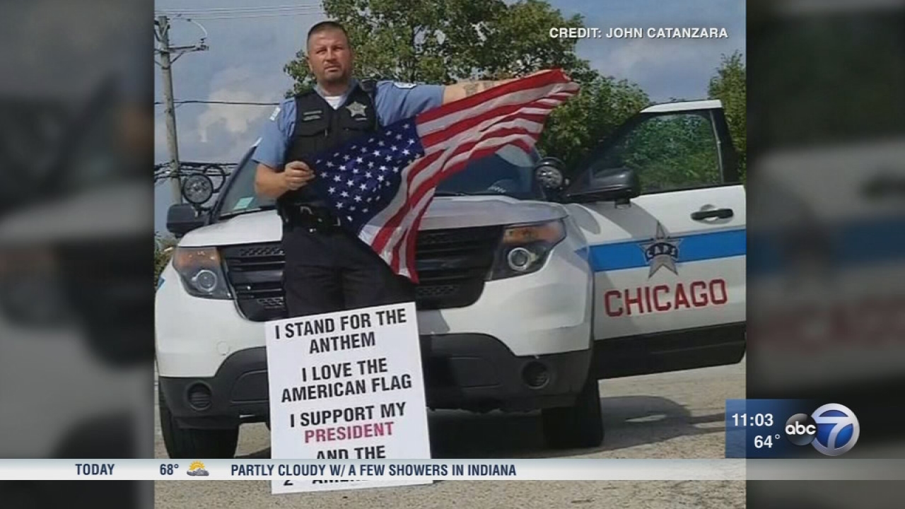 CPD officer disciplined, reassigned after posing with American flag
