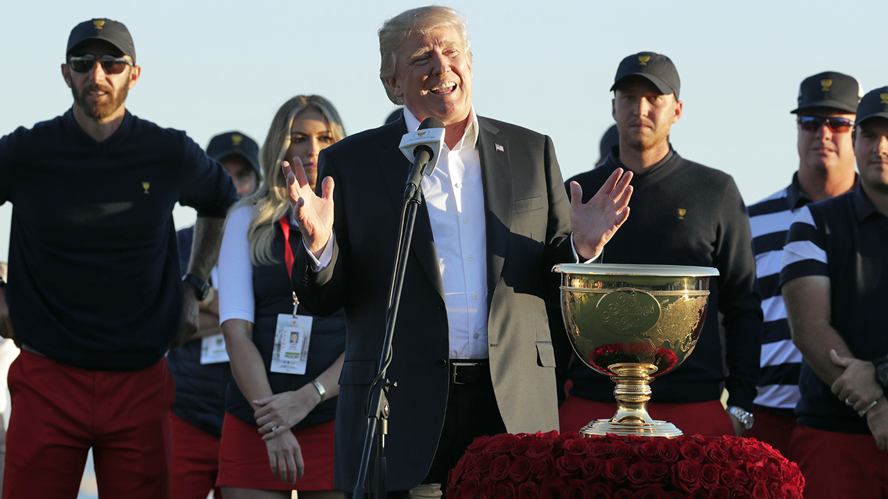 Trump dedicates golf trophy to hurricane victims