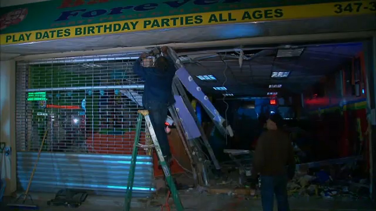 3 seriously injured when car crashes into Bronx children's party hall