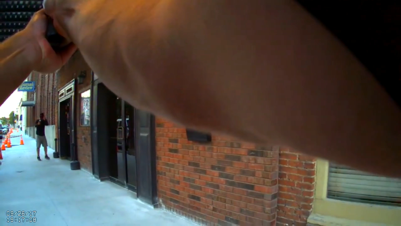 Raw video: Officer shoots at actor playing bank robber