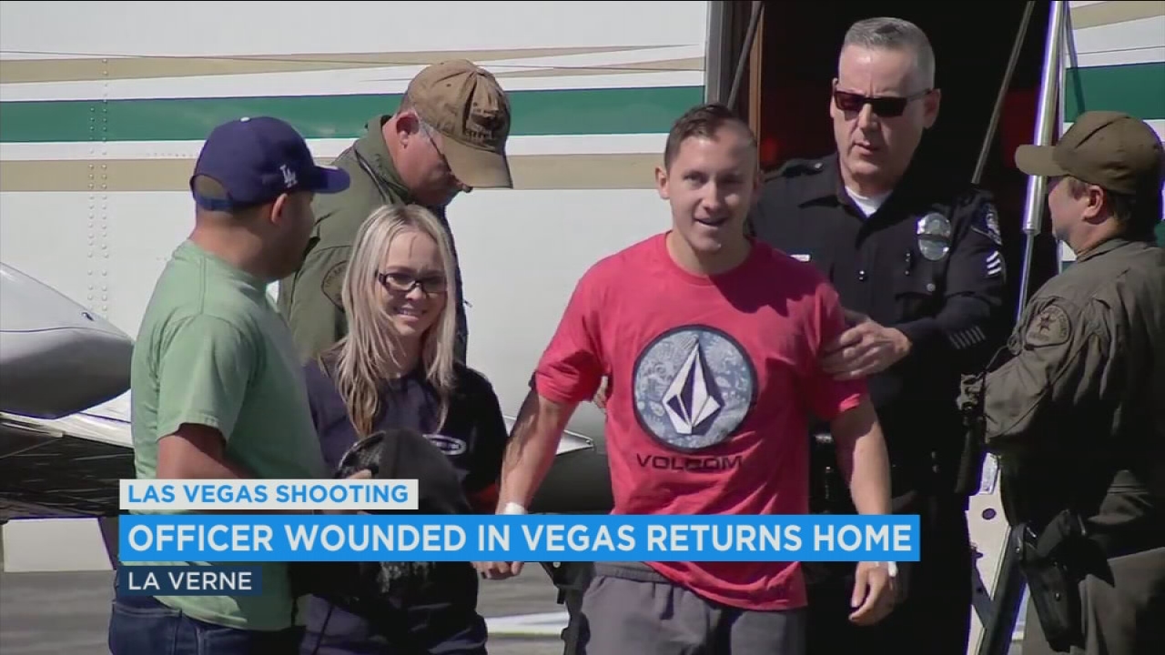 Ontario officer who was shot in head in Vegas returns home