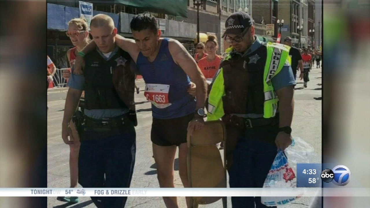 Marathon runner with broken hip thanks officers