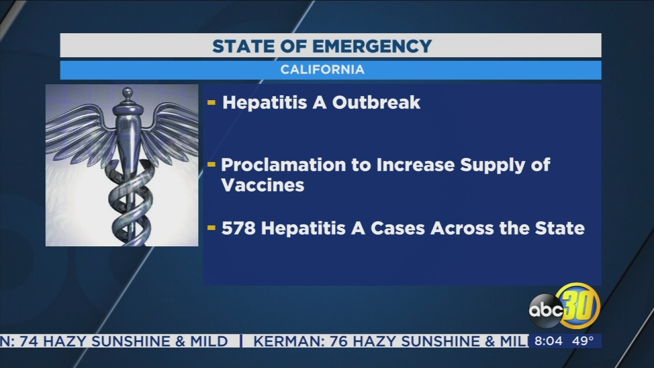 Governor Brown has declared a State of Emergency to combat a *hepatitis a* outbreak