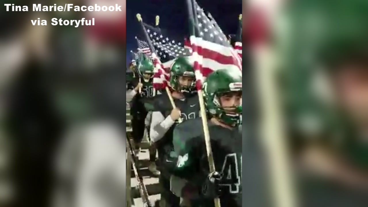 Viral: CA football team makes patriotic entrance at game