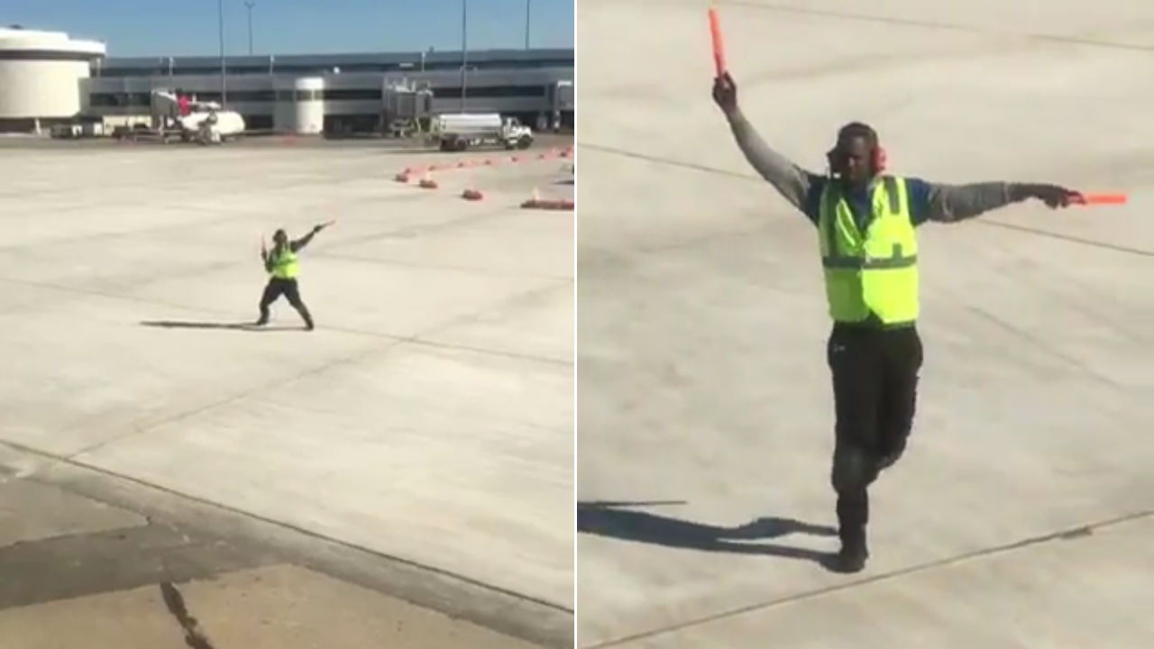 New York airport employee dances his way into passengers' hearts