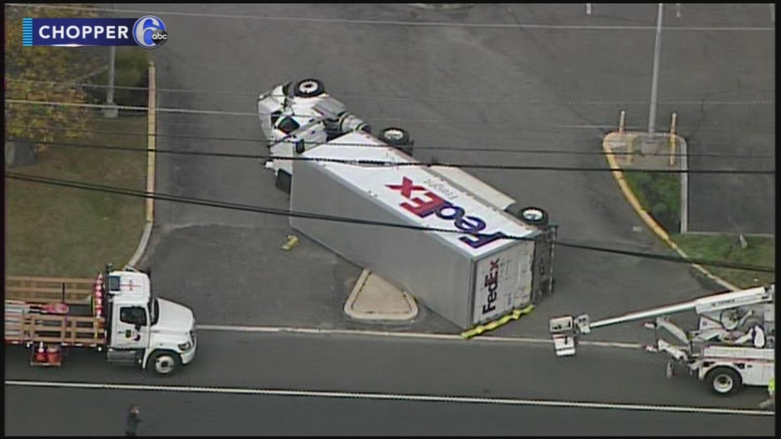 Fed Ex truck tips over on Route 38 6abc Philadelphia