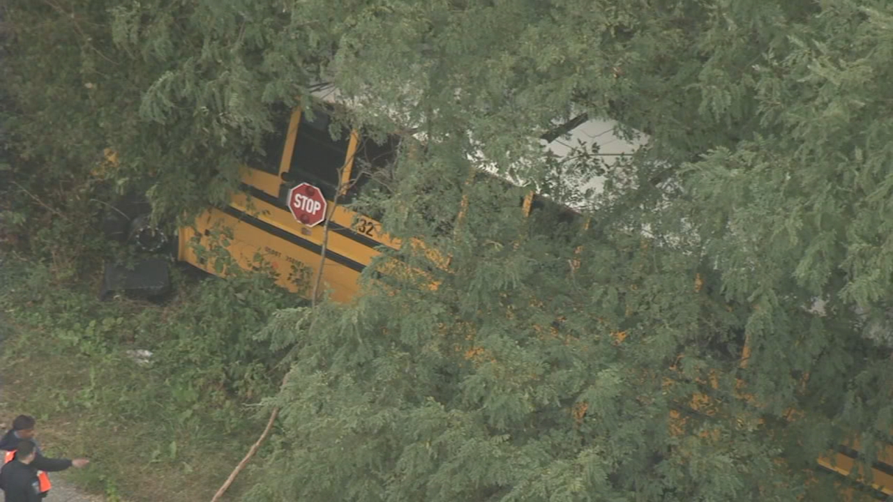 Chopper 6 video: School bus crash in Delaware County