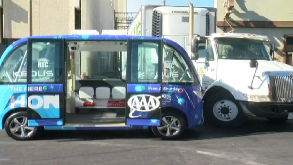 Self-driving shuttle involved in crash on first day in operation