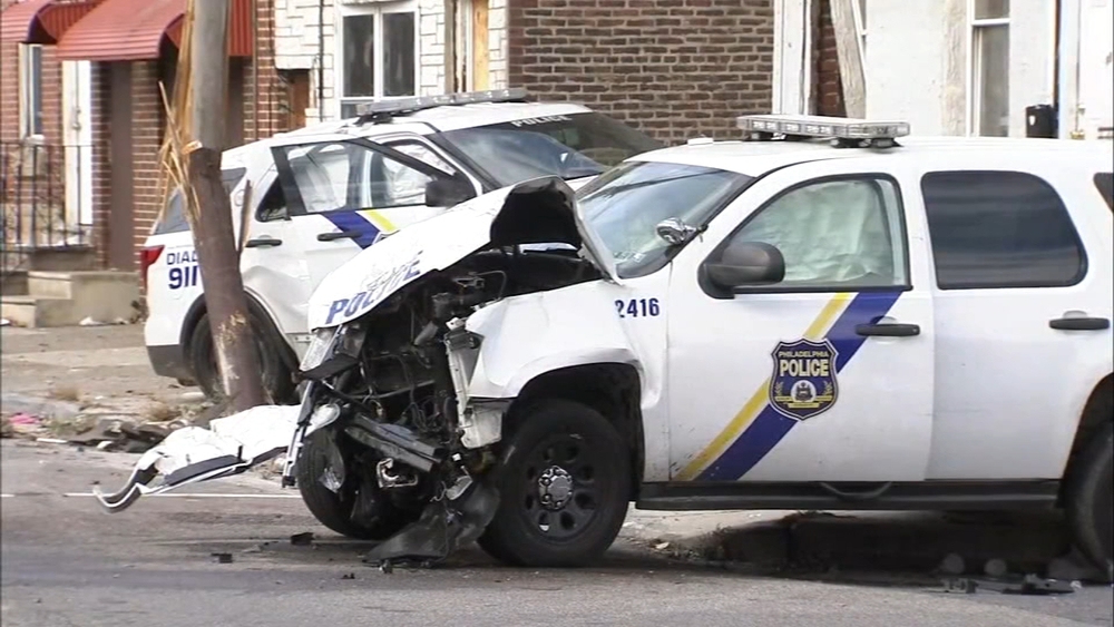 Philadelphia police vehicles collide; 4 officers hurt