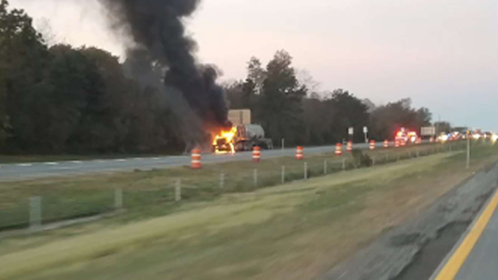 Lanes reopen on the Long Island Expressway in Yaphank following truck