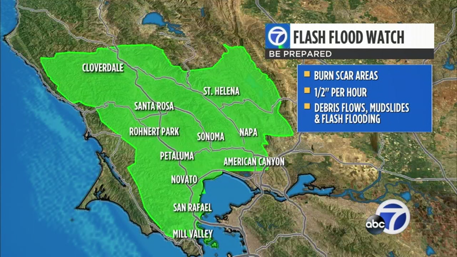 Flash Flood Watch issued for parts of North Bay ahead of storm - ABC7 ...