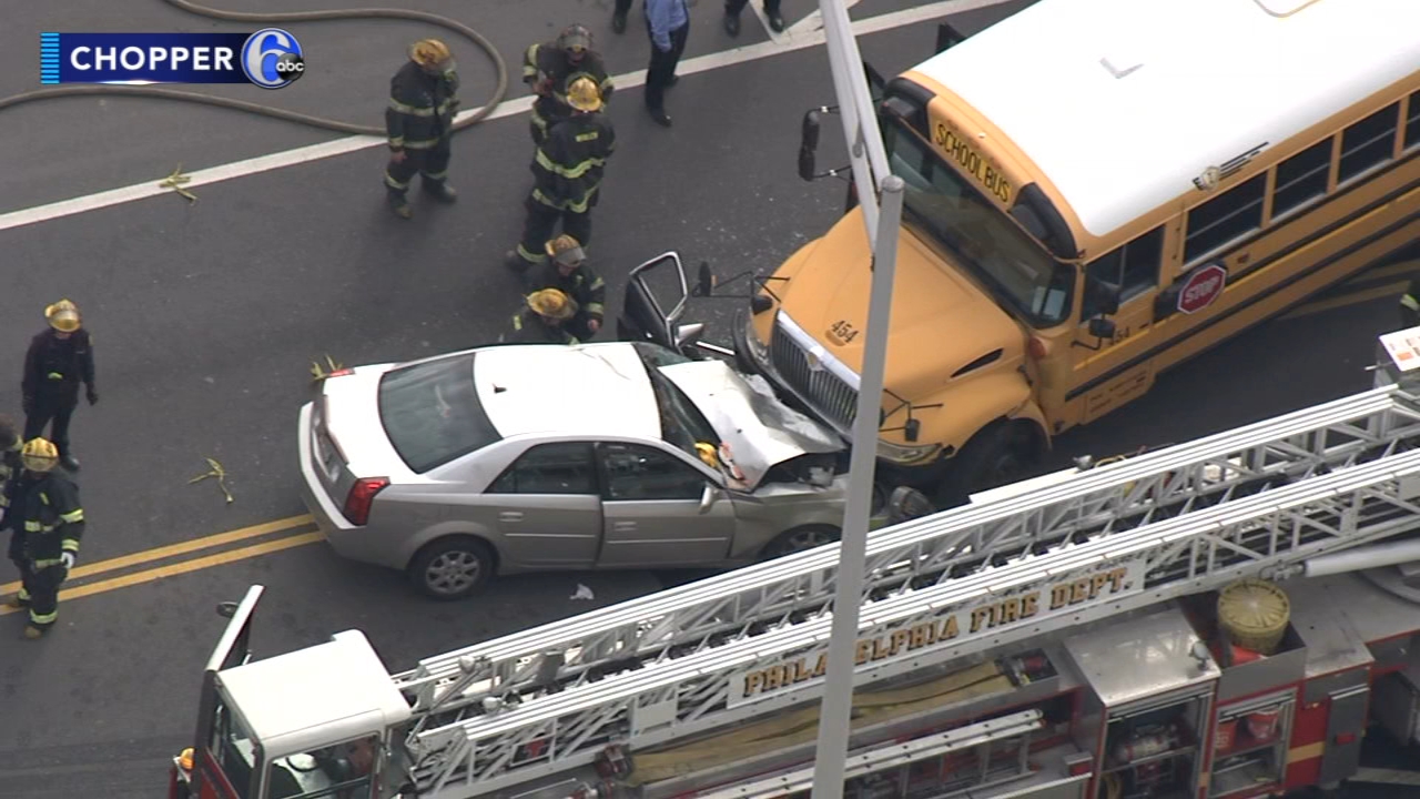 Car, school bus collide head-on in Port Richmond