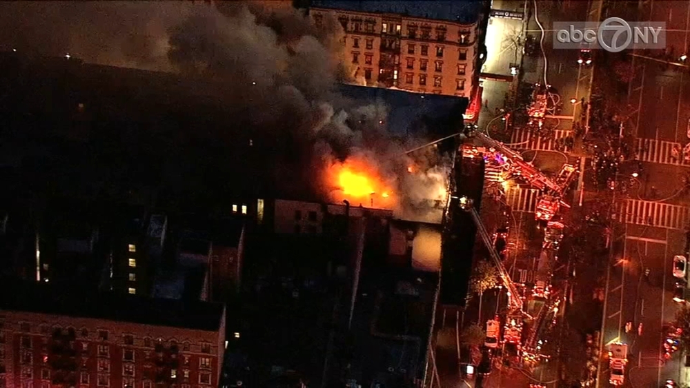 Raw video: Aerial views of massive fire in Upper Manhattan