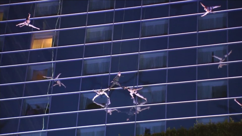 P!nk scales building, rehearses high-flying AMA performance