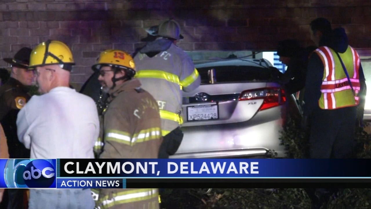 Car plows into Delaware apartment building