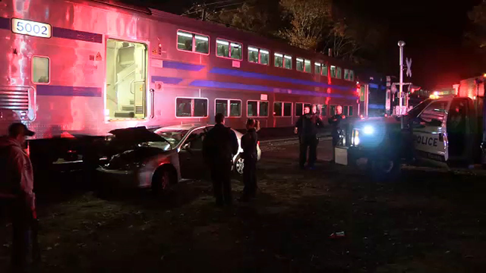 LIRR train hits car on the tracks in Holtsville, Suffolk County ABC7