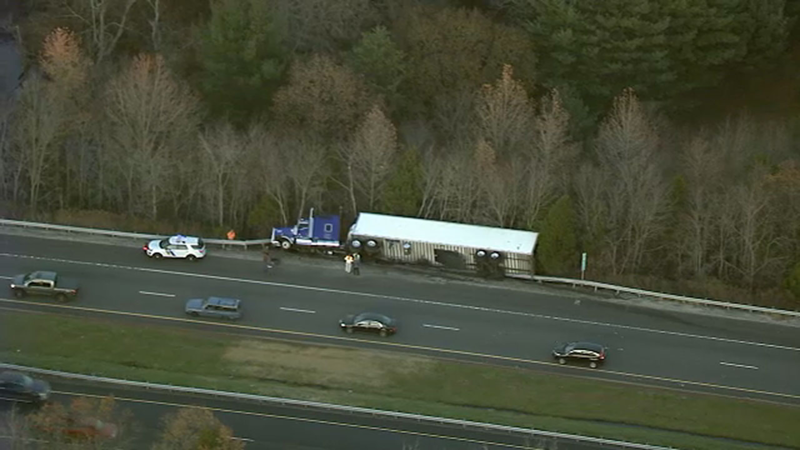 Truck flips on Route 55 in Gloucester County 6abc Philadelphia