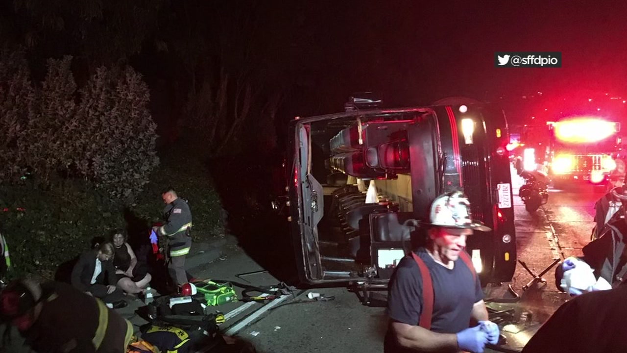 Dozens injured in San Francisco bus crash on SB 101, traffic snarled