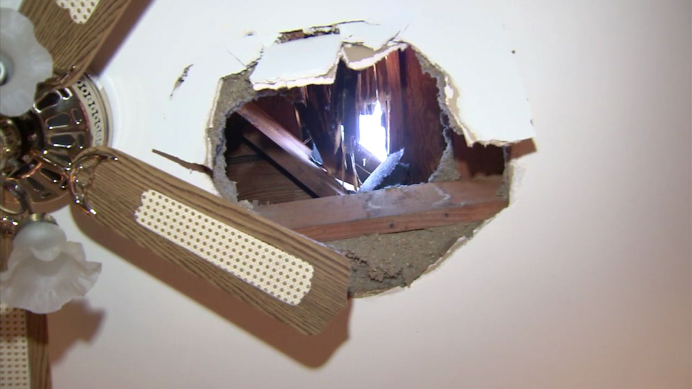 Ice from plane falls through roof of IE home; 2nd incident in 5 weeks