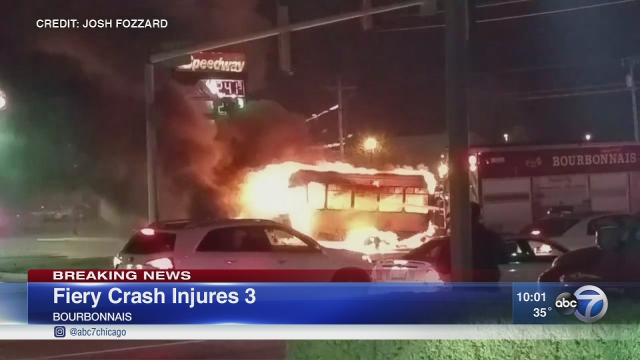 Nursing home van catches fire after being rear ended in Bourbonnais
