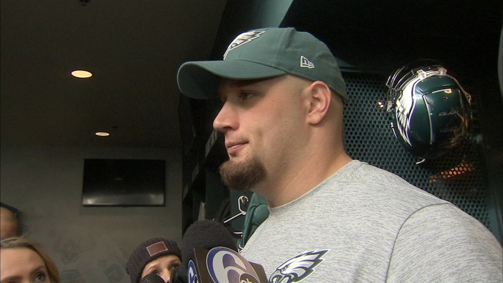 Philadelphia Eagles right tackle Lane Johnson says he's done talking to