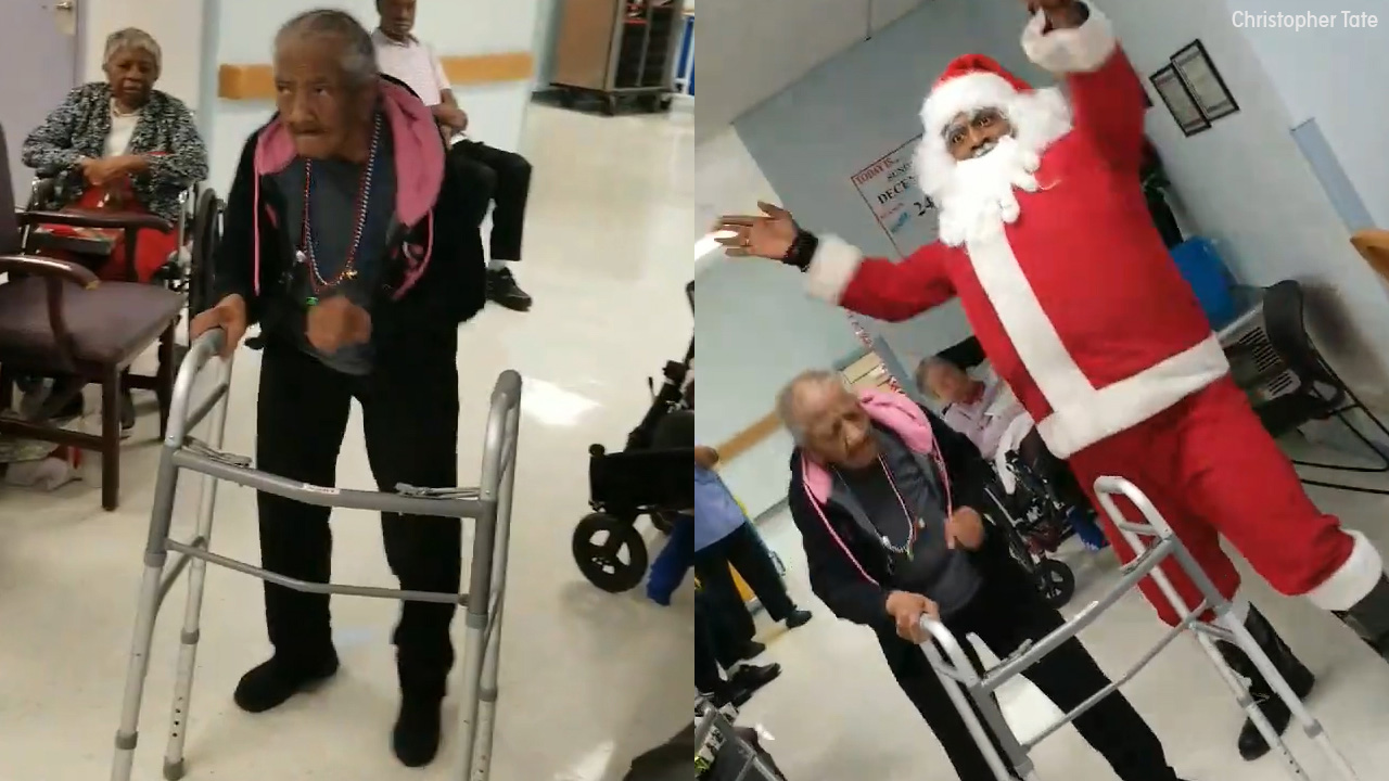 90-year-old woman breaks it down with Santa