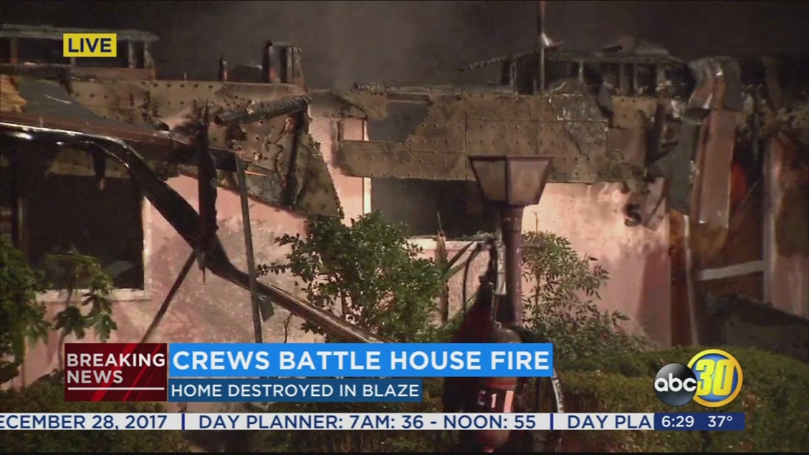 Home destroyed by fire in Southeast Fresno - ABC30 Fresno
