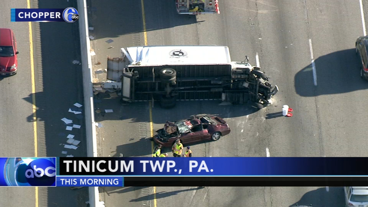 VIDEO: Truck collides with car on I-95