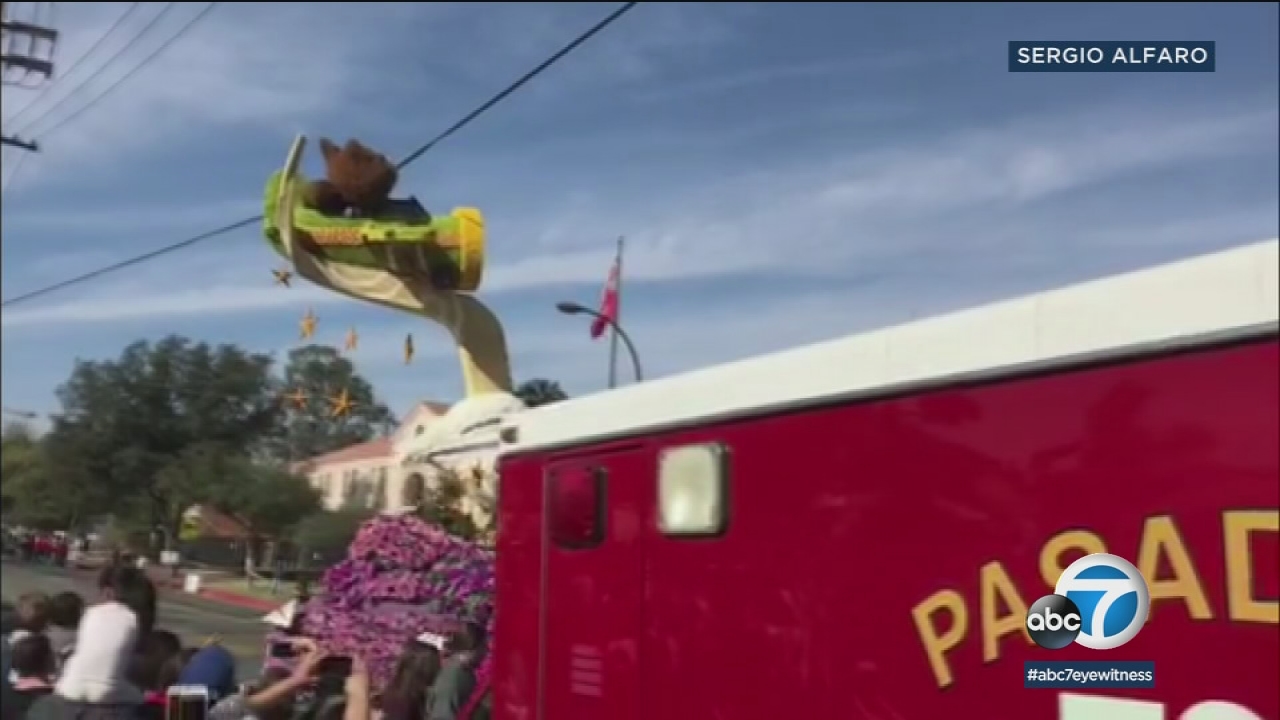 VIDEO: Rose Parade float nearly snaps line