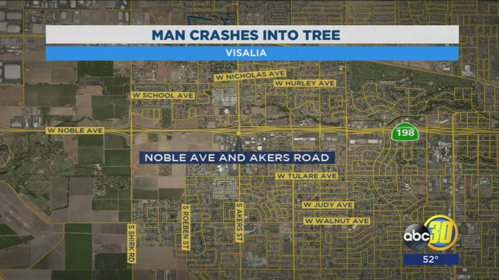 Man hospitalized after driving into a tree in South Valley - ABC30 Fresno