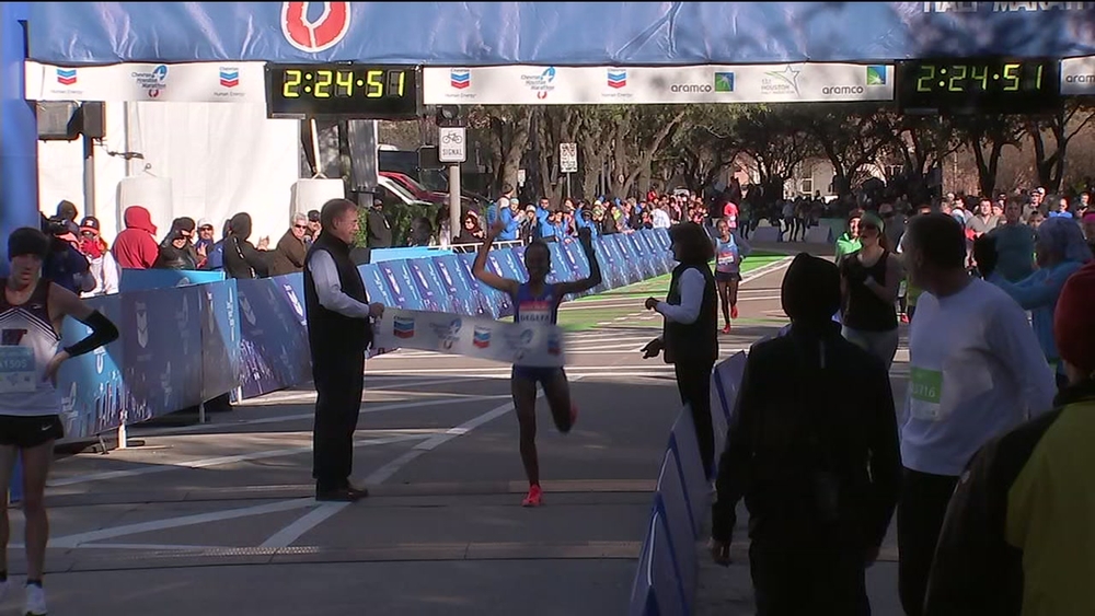 Women's winner of Chevron Houston Marathon
