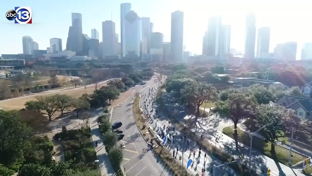 SkyDrone13 gets amazing views of the Chevron Houston Marathon