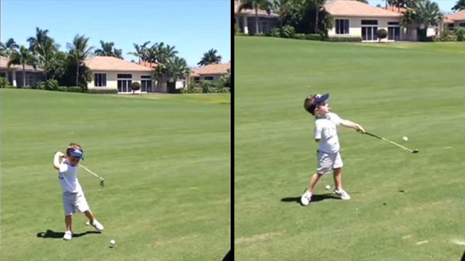 3yearold with one arm has incredible golf swing ABC13 Houston