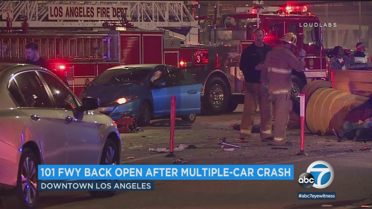 Passengers injured in violent multi-vehicle crash in DTLA